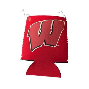 Wisconsin Badgers Can Cooler Red Neoprene Motion W Logo Tailgate Drink Sleeve